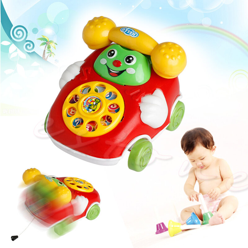 Simulação de crianças brinquedos do telefone crianças bebê dos desenhos animados puxar linha telefone 2016 presente desenvolver inteligência educação brinquedos