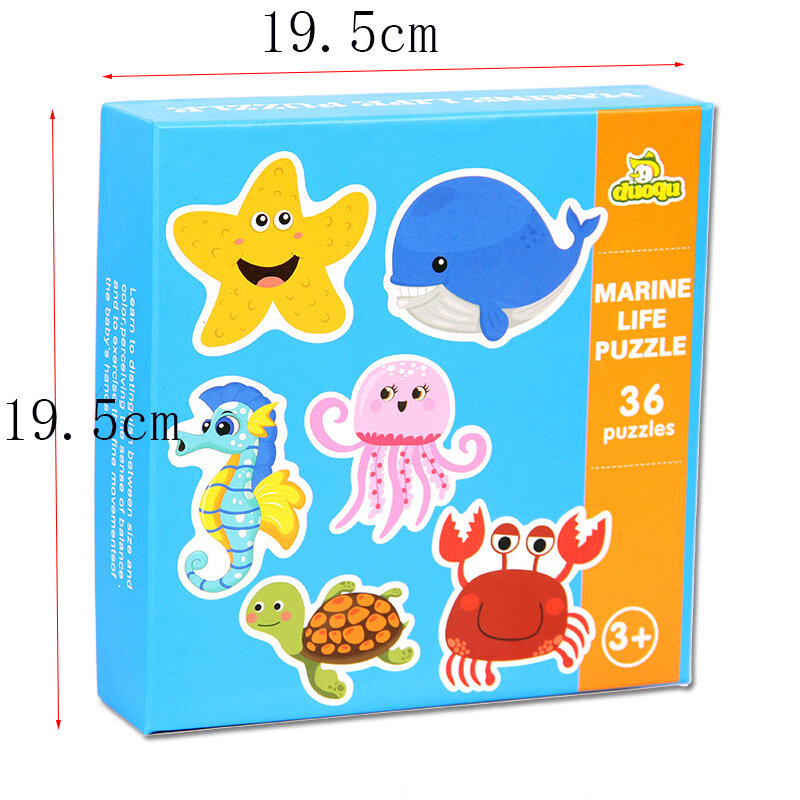 36 pçs do bebê dos desenhos animados criativos da criança puzzle jogo de correspondência cartão cognitivo conjunto animal par puzzle educação brinquedos para crianças