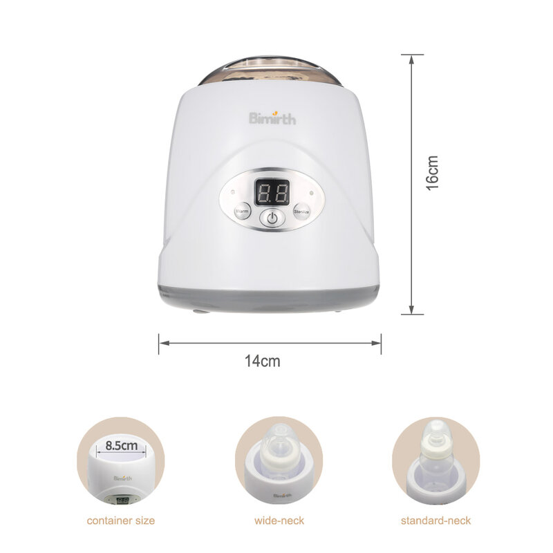 Bimirth-calentador de leche portátil para biberones, Esterilizador seguro sin BPA, calefacción constante, práctico y multifuncional