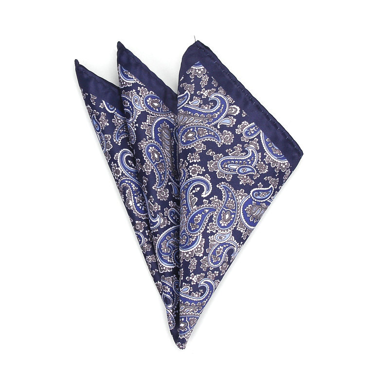 Men's Handkerchief Vintage Paisley Print Pocket Square Polyester Silk Soft Hankies Wedding Party Business Chest Towel Hanky Gift