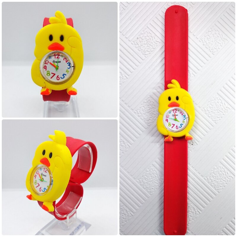 Relojes de moda para niños, reloj de pulsera de cuarzo impermeable con diseño de Animal, pollo amarillo, bonito, regalo para niños y niñas