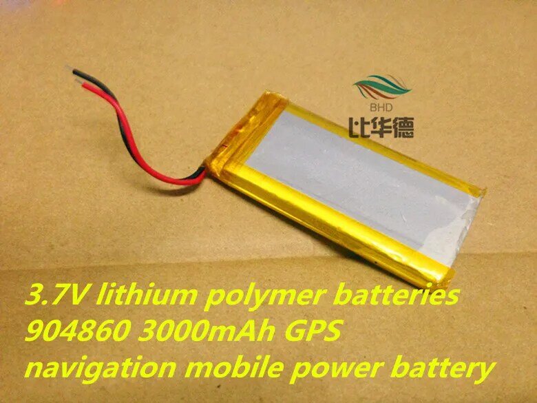 Batería de polímero de litio de 3,7 V, 904860, 3000mAh, navegación GPS, batería de energía móvil