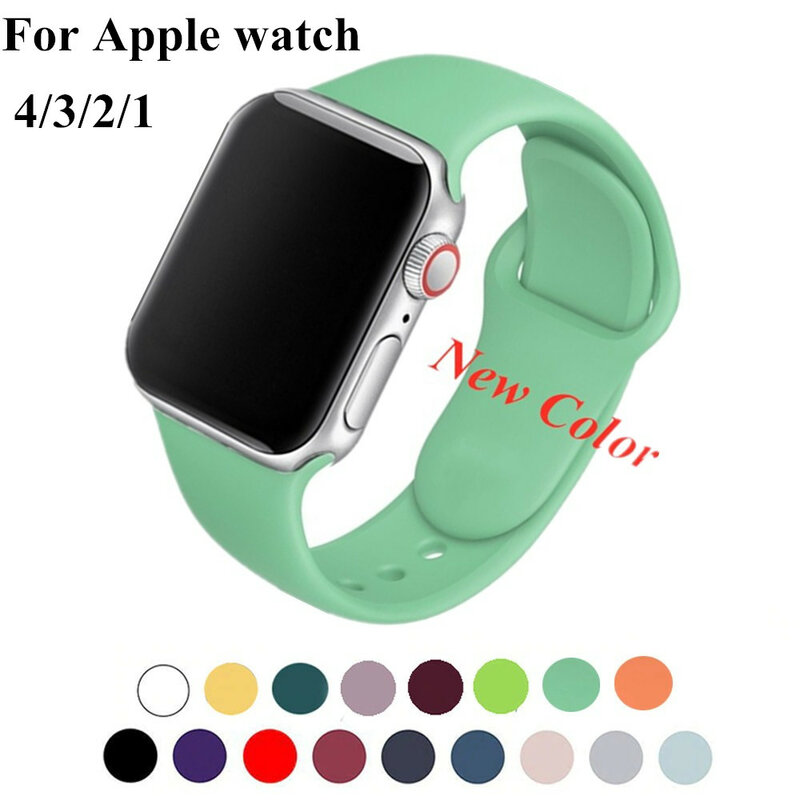 Ремешок для Apple Watch Series 4 3 2 38 мм 42 мм мягкий силиконовый дышащий сменный ремешок для спортивных часов для iwatch 40 мм 44 мм