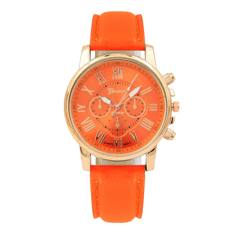New Top Luxury Women's Watch Roman Numerals PU Leather Strap Analog Quartz Watch Ladies Casual Wrist Watches saat erkekler /PT