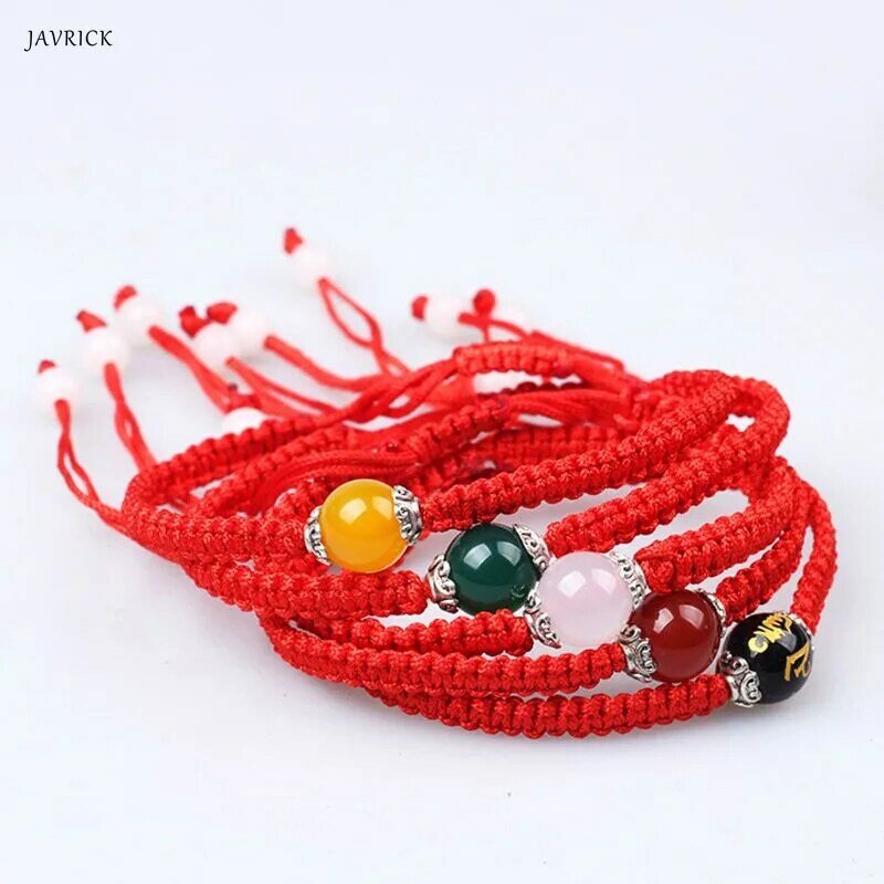 Budismo seis palavras ágata tibetana contas pulseira sorte corda vermelha fio pulseiras simples jóias acessórios