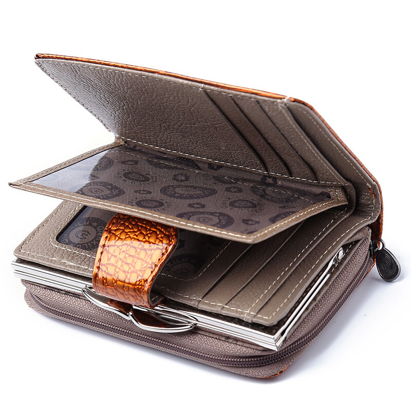 Moda real couro de patente mulheres carteiras curtas carteira pequena moeda bolso cartão de crédito carteira feminina bolsas dinheiro clipe de ouro cor