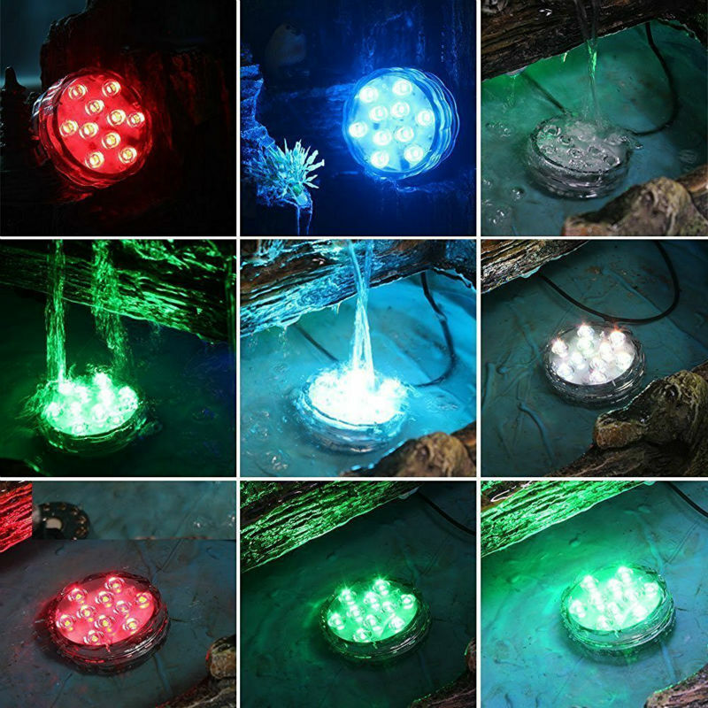 Luz LED sumergible para florero, lámpara RGB multicolor con control remoto, funciona con pilas, 3AAA, para fiesta de boda
