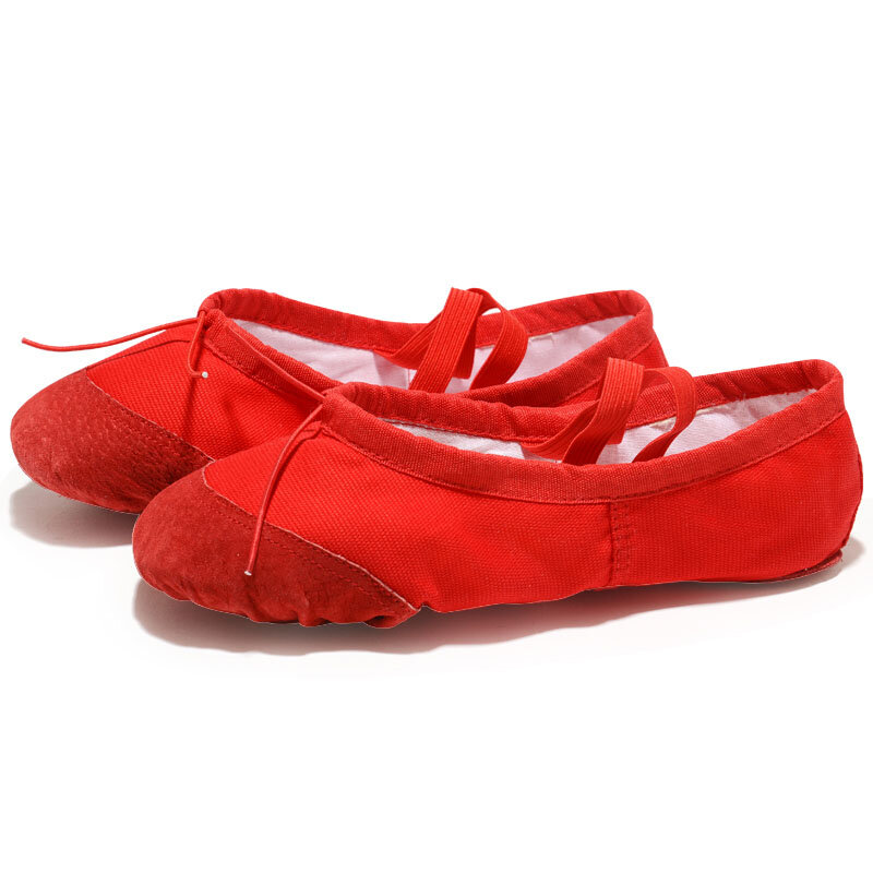 USHINE-zapatillas de lona negra para hacer ejercicio en interiores para niñas, zapatos de Ballet suaves, zapatos de baile para niños