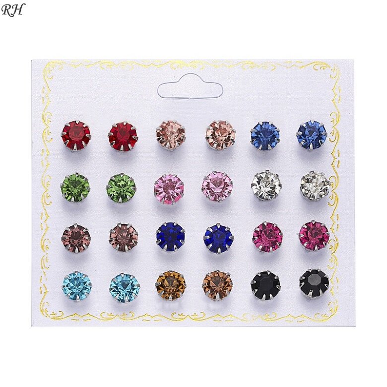 12 paires/ensemble cristal simulé perle boucles d'oreilles ensemble femmes bijoux Piercing boule boucle d'oreille kit Bijouteria brincos cadeau