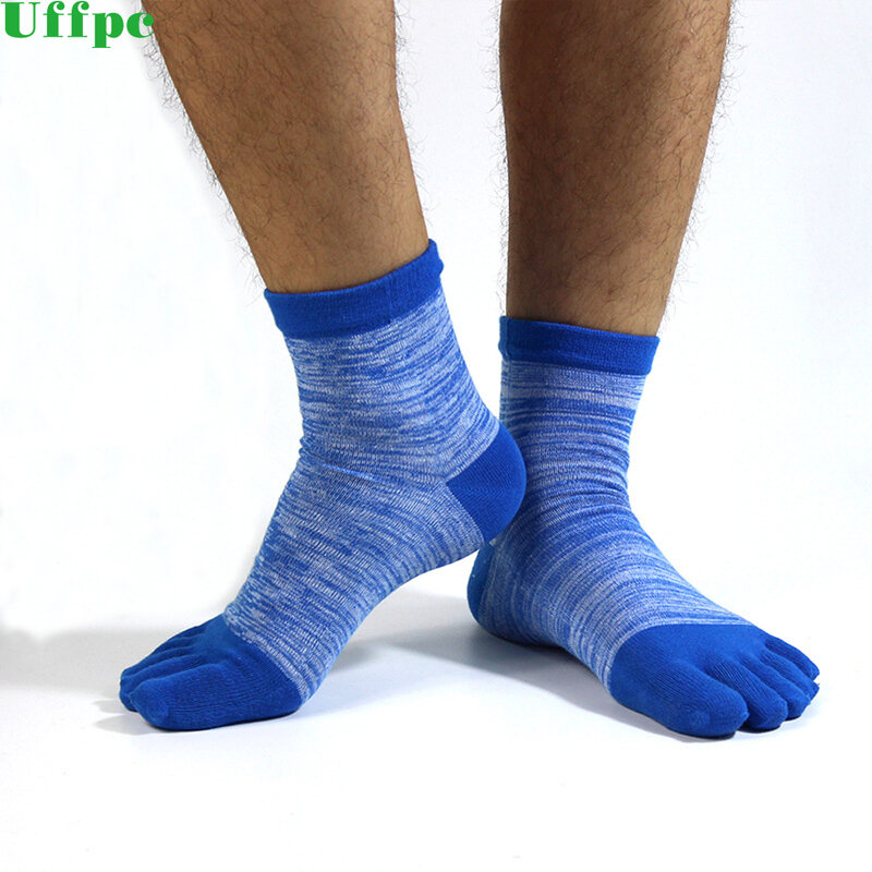 1 Pair Mens Summer Cotton Toe Socks Striped Contrast Colorful Patchwork Men Five Finger Socks Free Size Basket Calcetines