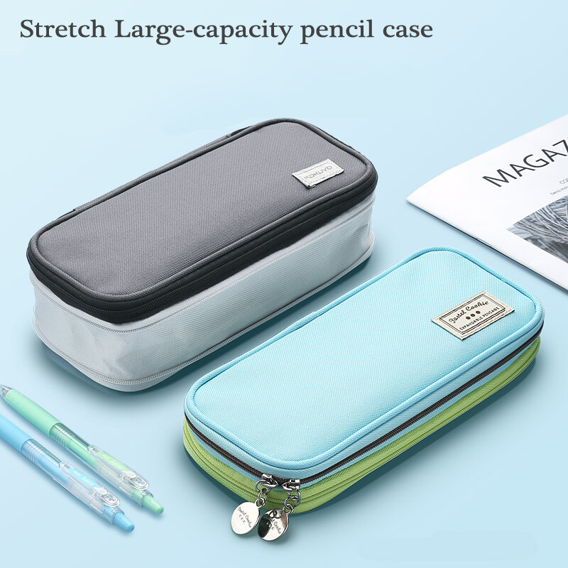KOKUYO Pencil Case Stretch Zipper Large Capacity Macaron Pencilcase Cute Pencil Box Estuche Escolar Kawaii Kid School Pen Case