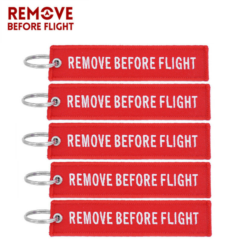 Entfernen Vor Flug Schlüssel Kette Stickerei Keychain für Luftfahrt Geschenke Red Key Fob Motorrad Auto Schlüssel Ring Chaveiro 5 TEILE/LOS