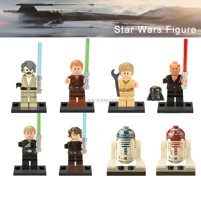 Legoelys Star Wars Figure R2D2 Old Luke Child Anakin Skywalker Jedi Knight Sith Warrior R4P17 Starwars Building Blocks Toys