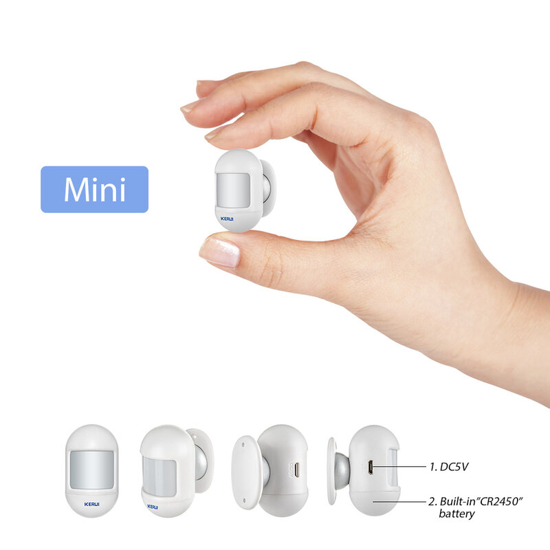 KERUI – Mini détecteur de mouvement PIR sans fil, 3 pièces, système d'alarme de sécurité domestique avec base magnétique pivotante