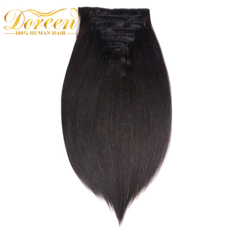 Doreen Hair-Clip Yaki de cabeza completa, 200g, hecho a máquina, Remy Light Yaki, extensiones de cabello humano Natural Real
