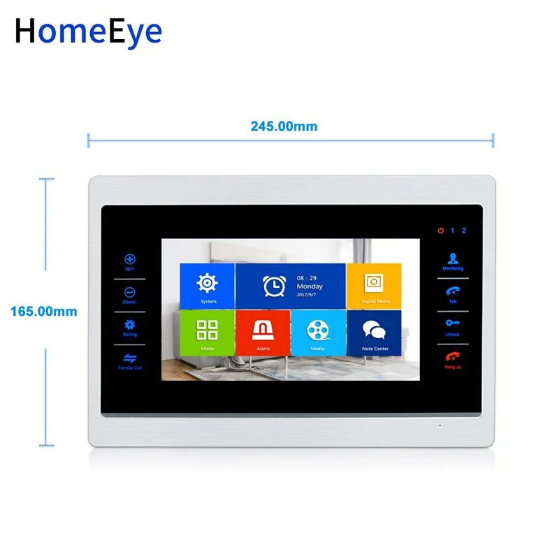 HomeEye 720P 7inch HD Video Door Phone Video Intercom House Door Control Speaker System Motion Detection Door Bell Voice Message