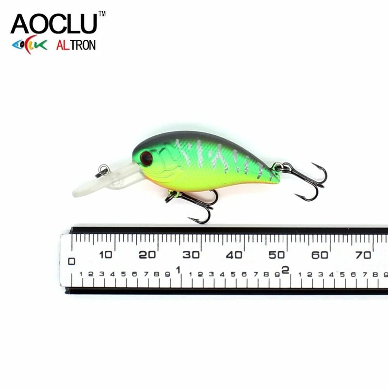 AOCLU-Floating Wobbler Bait, Minnow Crank, Shad Lure, VMC Hook for Inshore Boat, Bass Fishing, 50mm, 3.0G, Diving 0.3-0.8m