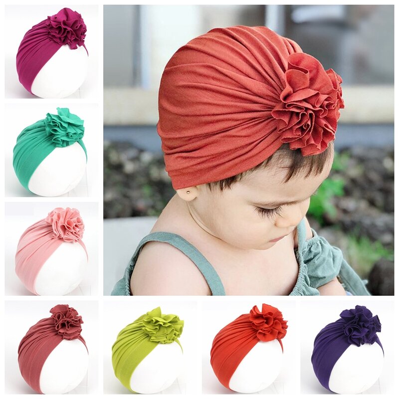 Dla dzieci kwiat Turban kapelusz, noworodka Turban opaska na głowę szpital kapelusz bawełna kapelusz, Baby Shower prezent zdjęcie rekwizyty