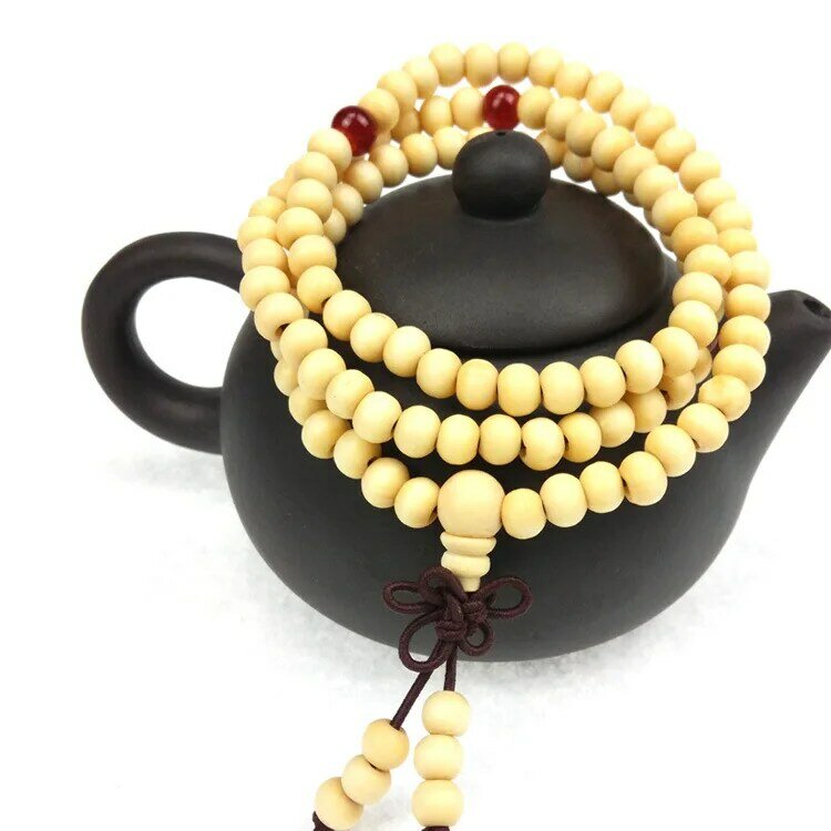 Bracelet Mala en bois de santal naturel pour hommes et femmes, 108 perles, méditation bouddhiste, prière, 6mm