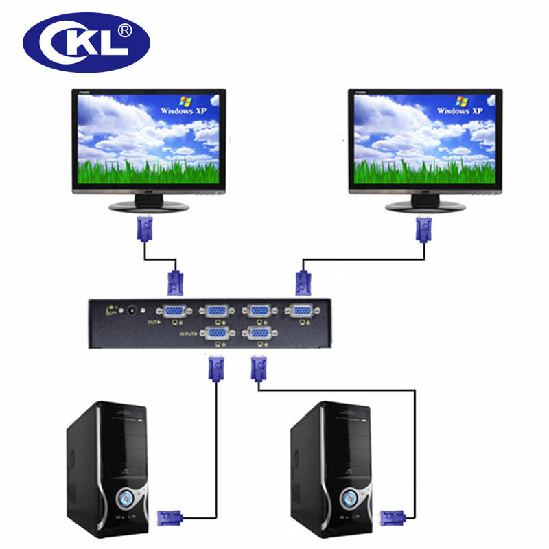 CKL VGA Switch Splitter 2 in 2/4 Unterstützung 2048*1536 450 MHz für PC Monitor TV Projektor Metall CKL-222B & CKL-224B