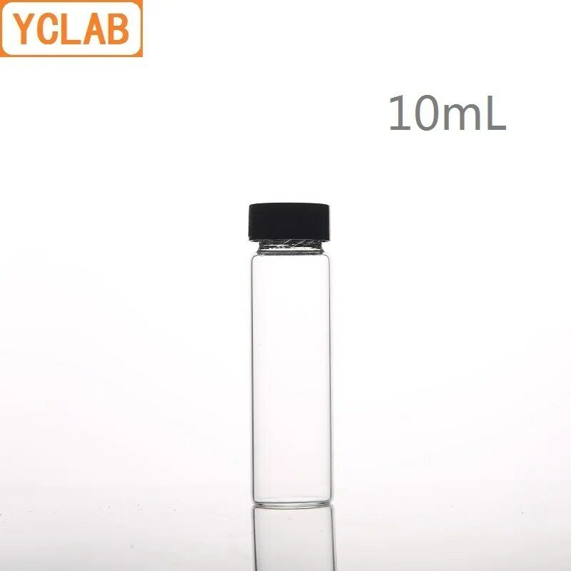 YCLAB-botella de muestra de vidrio, tornillo transparente con tapa de plástico y almohadilla de PE, equipo de química de laboratorio, 10mL