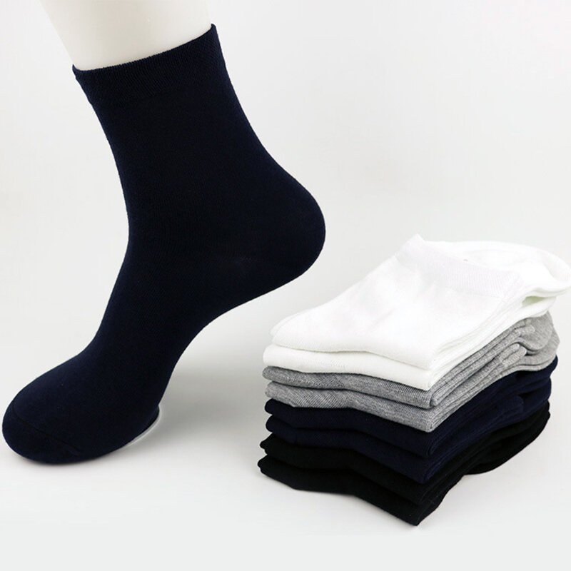 Calcetines de algodón de estilo clásico para hombre y mujer, calcetín transpirable, cómodo, informal, para negocios, Color sólido, 2021