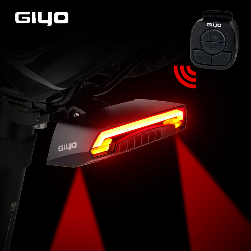GIYO Laser Vélo Feu Arrière USB Rechargeable LED Vélo Arrière Lumière Lampe 85 Lumen Montage Rouge Lanterne Pour la Lumière De Vélos Accessoires