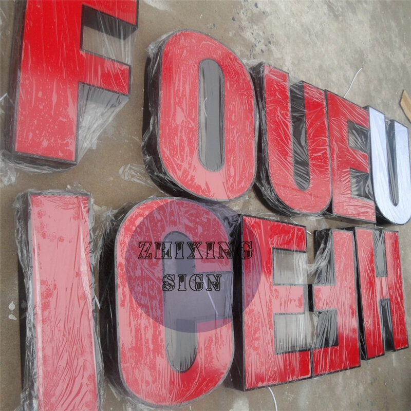 Factoy Outlet Outdoor Acrylic face galvanized sheet return  front lit LED 3d signs/ letters