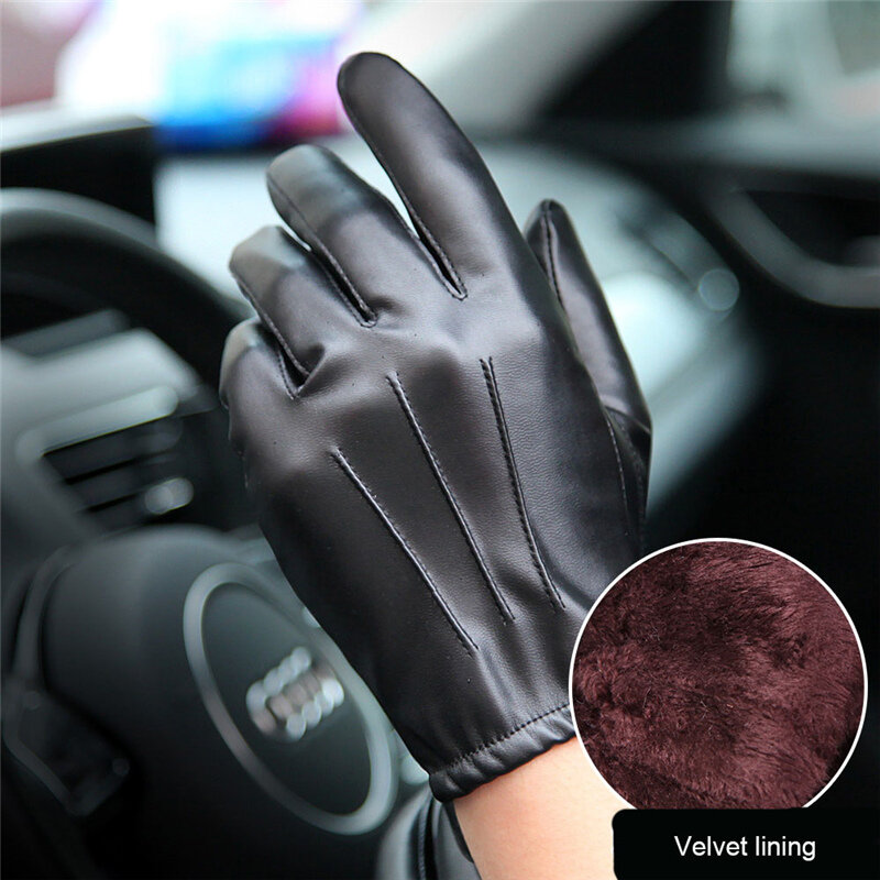 Jesienne i zimowe rękawiczki ze skóry PU mężczyźni cienki odcinek jazdy rękawice motocyklowe antypoślizgowe w pełni dotykowy ekran PM014PN-5