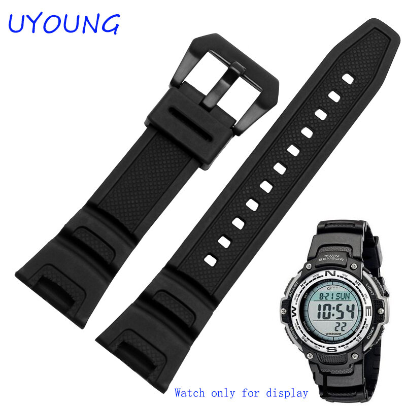 Black Silicone Rubber Waterdichte Strap Voor C Asio Sgw-100 Horlogebanden Smart Horloges Accessoires Band Armband