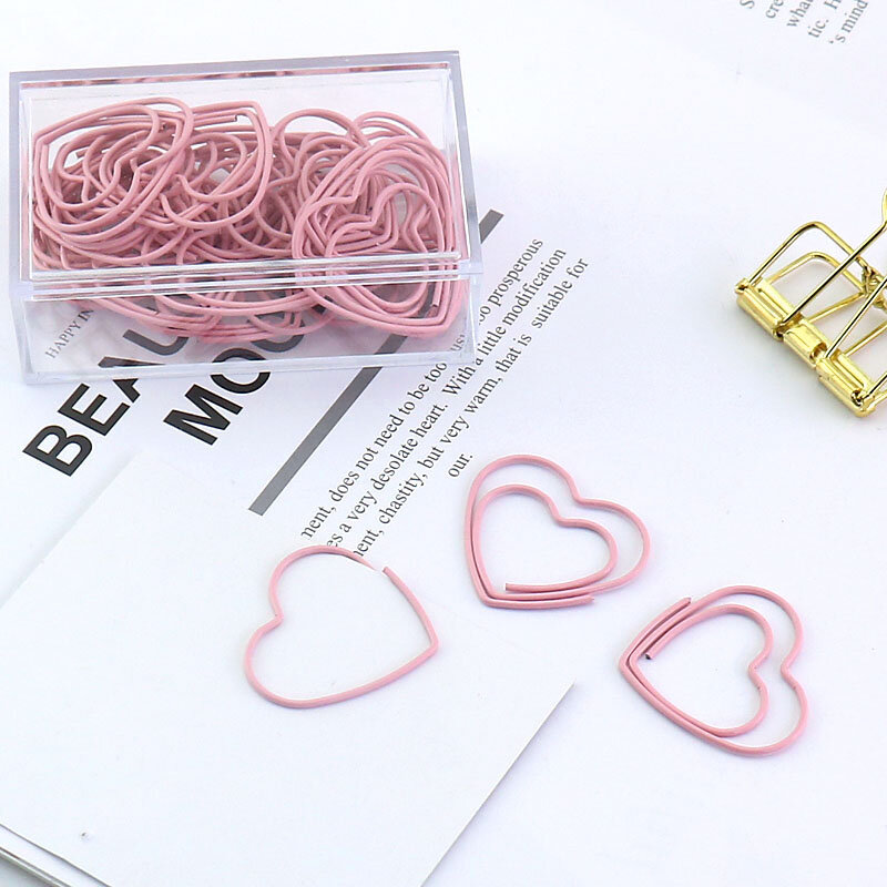 Tutú con diseño de corazón de amor rosa, clips de papel para oficina y escuela, papelería, marcapáginas para estudiantes, 20 unids/caja, envío gratis, H0189