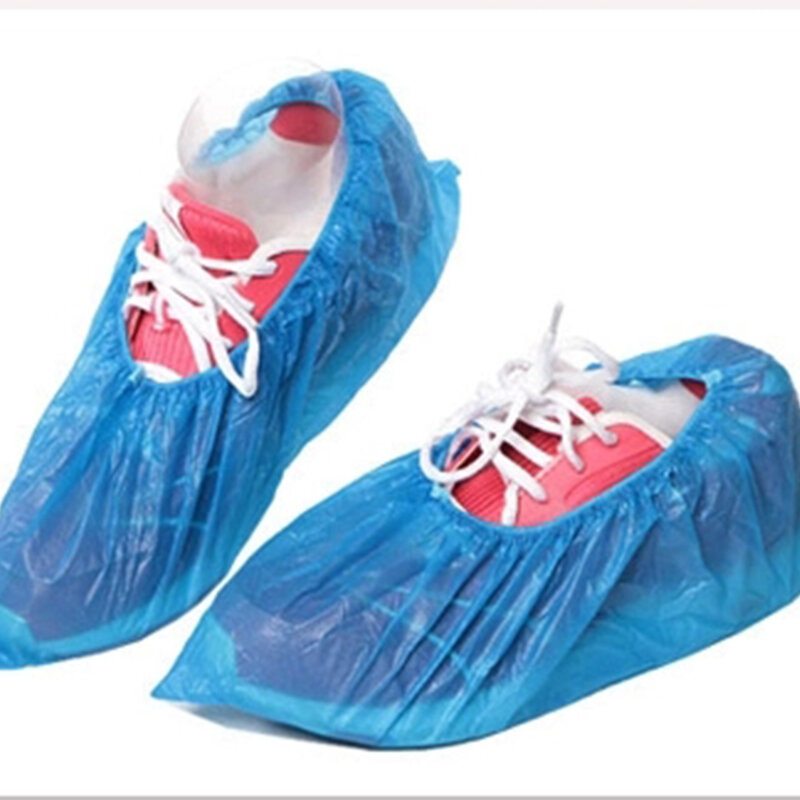 100 PCS 플라스틱 일회용 신발 커버 Overshoes 보호 청소