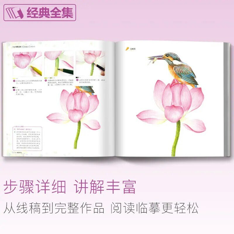 Najnowszy chiński ołówek kwiat ptak szkicownik 21 rodzajów kwiatów malarstwo akwarela kolorowy ołówek podręcznik Tutorial art book