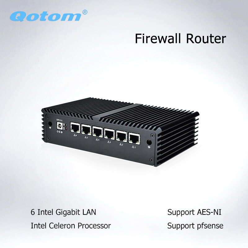 QOTOM Mini PC Core i3 i5 i7 Komputer bezwentylatorowy 6-gigabit Ethernet AES-NI OPNsense Firewall Ubuntu Sophos Q555G6 Q575G6