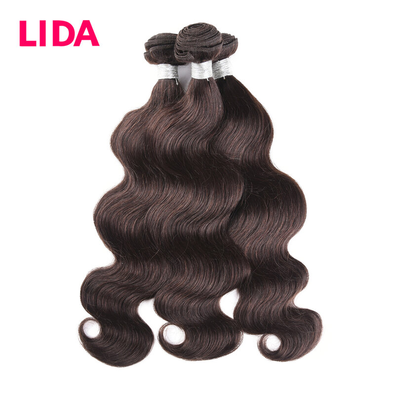 LIDA الصينية شعر الإنسان الجسم موجة الشعر ملحقات غير ريمي الشعر البشري 3 حزم صفقة الشعر الطبيعي للنساء