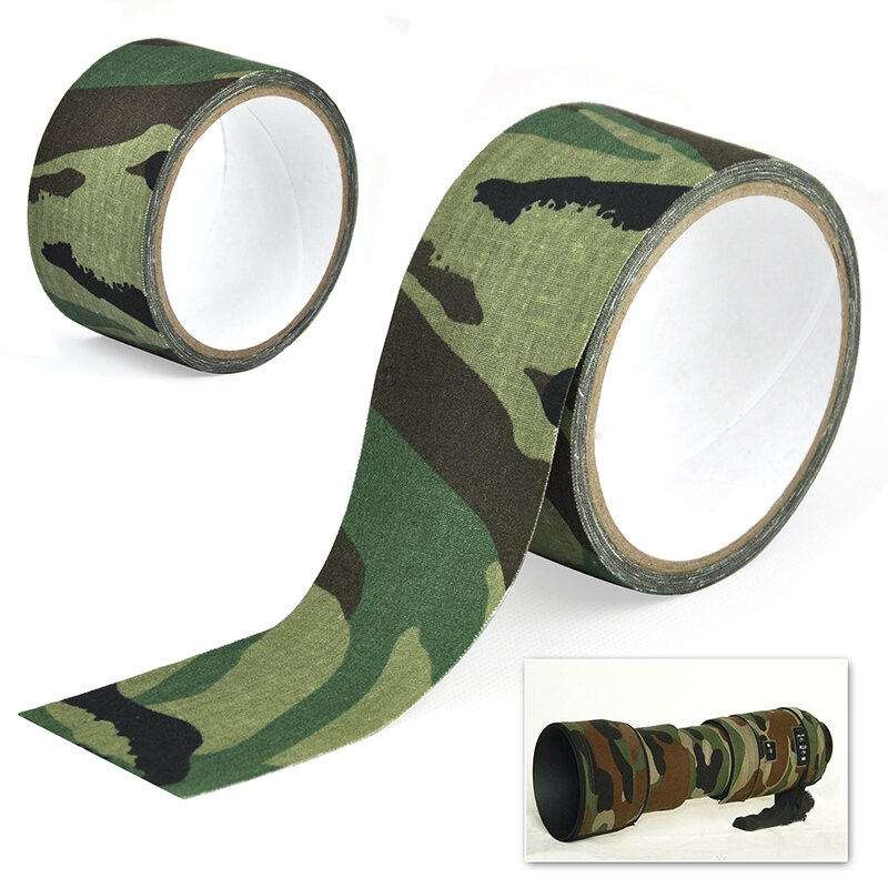 Fita adesiva impermeável de camuflagem, caça WRAP, bandagem discrição militar, duto ao ar livre, 0.05m x 5m, 2 "x 196", 5m