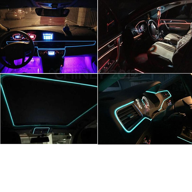 1M/2M/3M/4M/5M DC12V Kant Gloed Glasvezel Licht kit Voor Auto Decoratie Led Neon Verlichting Schoenen Kleding Auto Waterdicht
