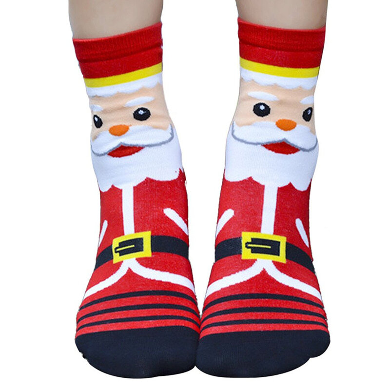 1 paar Frauen Mädchen Weihnachten 3D Santa Claus Muster Boden Baumwolle Socken Geschenk Halter