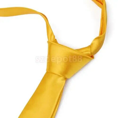 Unisex Casual Necktie Skinny Slim Narrow Neck Tie - Solid Golden Yellow