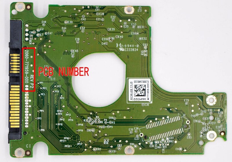 Western Digital hard disk circuit board  / 2060-771959-000 REV P2 , 2060-771959-000 REV A / 2060 771959 000