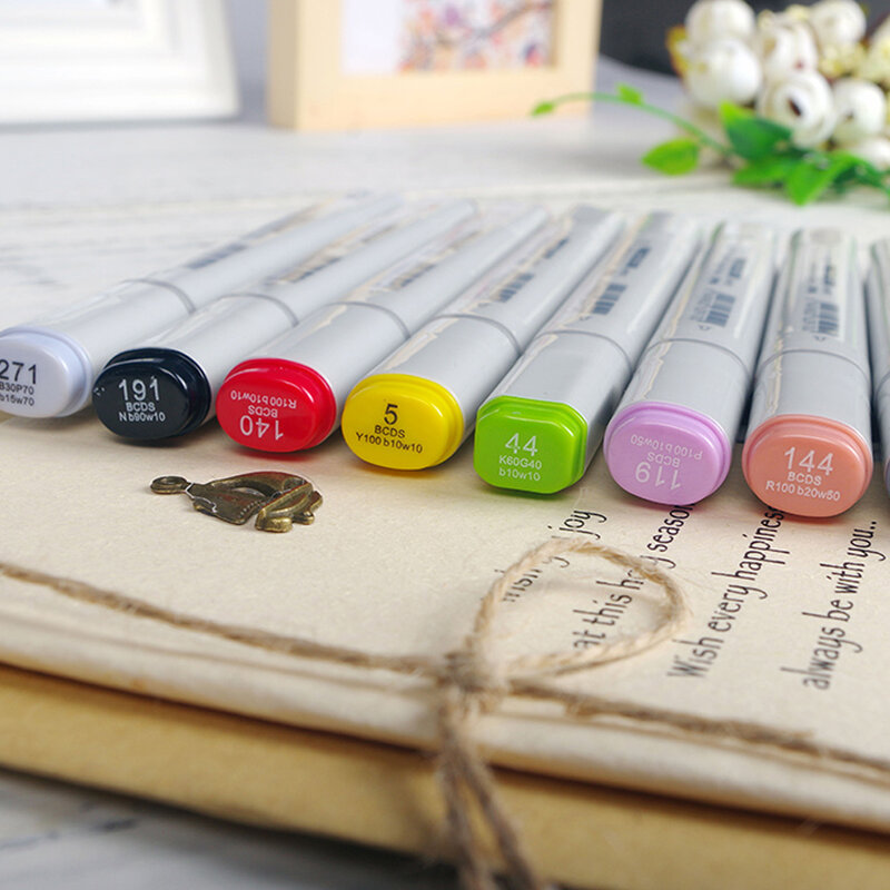 Finecolour EF100 رسم قلم ملون العمارة الكحول الفن القائم علامات 5/8 الألوان مجموعة مانغا علامة لرسم