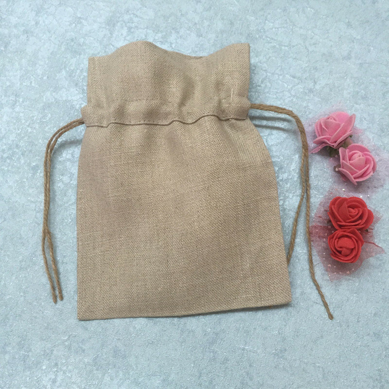 Set of 19 Fashion Favor Bags 5X7"Ideal for Ladies Handkerchief Oatmeal linen Favor Bags Can Collection Beautiful Wedding Hankies