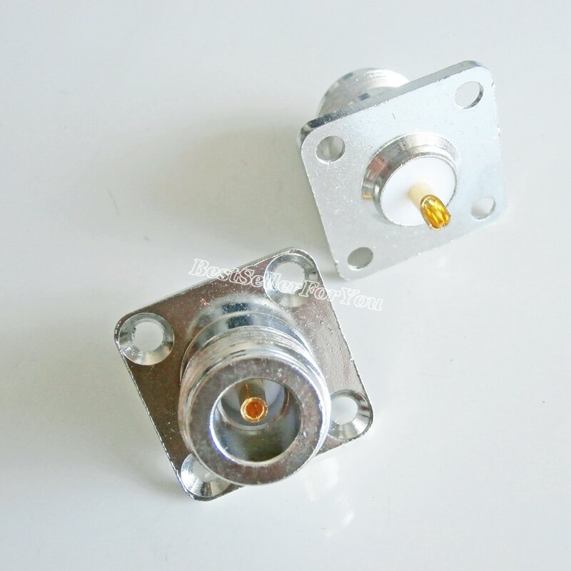 Connettore diritto per montaggio a pannello a saldare con flangia da 25.4mm a 4 fori jack femmina 1Pcs N