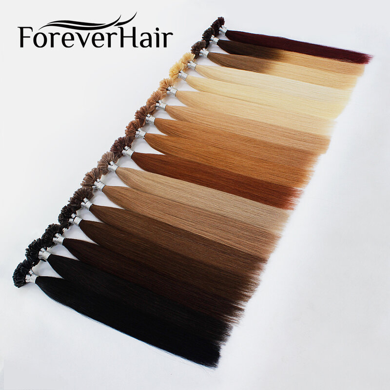 Накладные волосы FOREVER HAIR 1 г/локон 16 дюймов 18 дюймов 20 дюймов, 100% натуральные волнистые волосы Remy, красные кератиновые накладные натуральные человеческие волосы для наращивания, 50 шт./ПАК