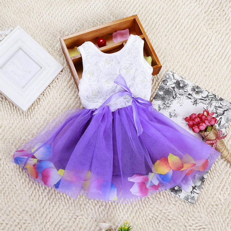 Infantil da criança do bebê meninas princesa vestido de festa tutu laço arco vestidos de flores roupas crianças vestidoes