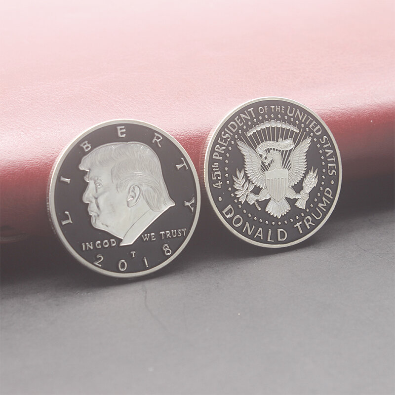 Бесплатная доставка Золото Серебро Цвет памятный дань США Дональд монеты с изображением Трампа