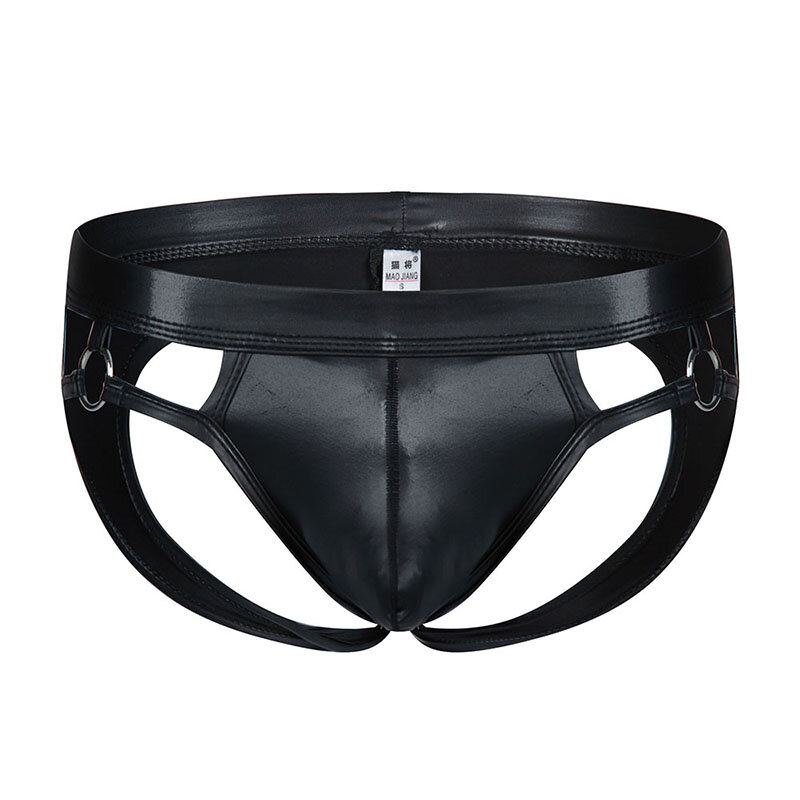 Jockstrap Pu Leather Thongs Men Low Rise Sexy Male Underwear Backless Penis Pouch Gay Panties Push UP Hips Jock Strap G Strings