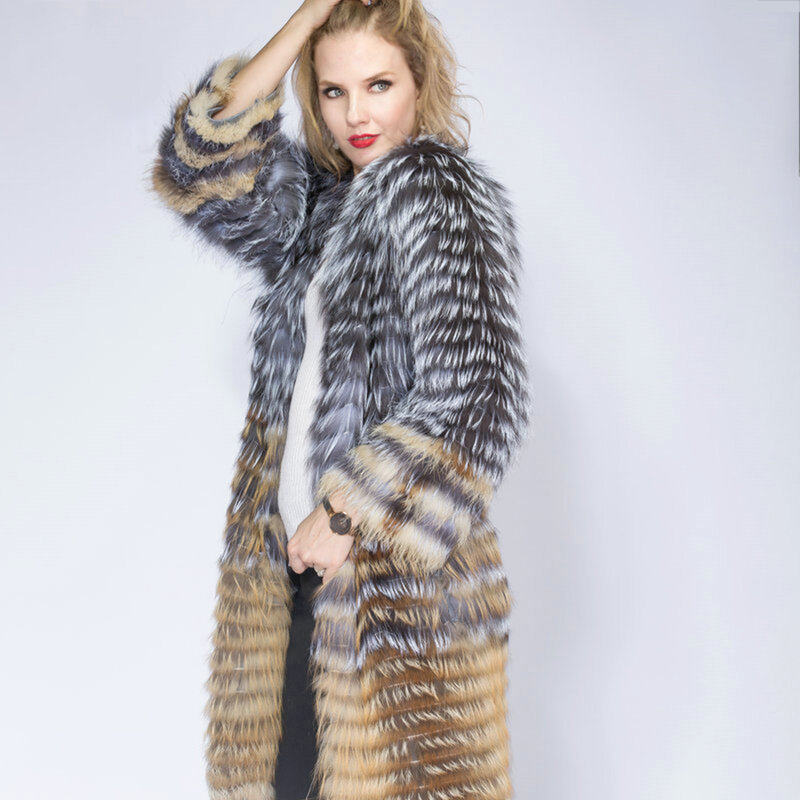 Sandbar-abrigos de piel de zorro auténtica para mujer, piel de zorro auténtica, color natural, venta al por mayor