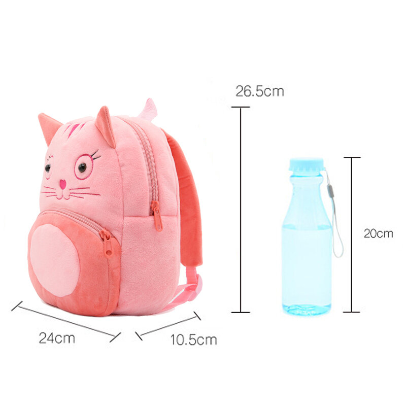 Mochila escolar para niños con diseño de gatito de dibujos animados, Material de felpa suave y cómodo para niños pequeños, bolsa de aperitivos para guardería