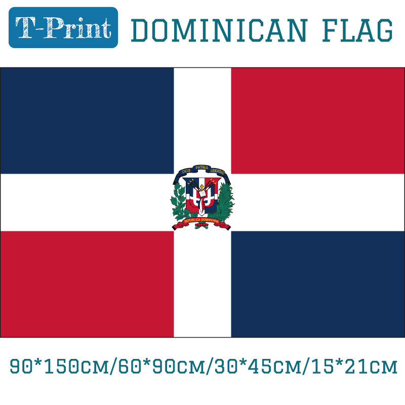 Bendera Nasional Republik Dominika 3X5 Kaki Bendera Gantung 90*150Cm/60*90Cm/15*21Cm/30*45Cm Bendera Mobil